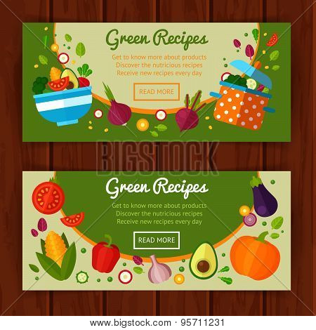 Concept Banners With Flat Vegetable Icons