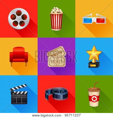 Set Of Realistic Cinema Icons
