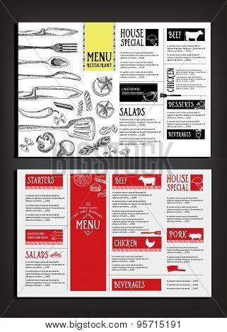 Cafe Menu Restaurant Brochure. Food Design Template.