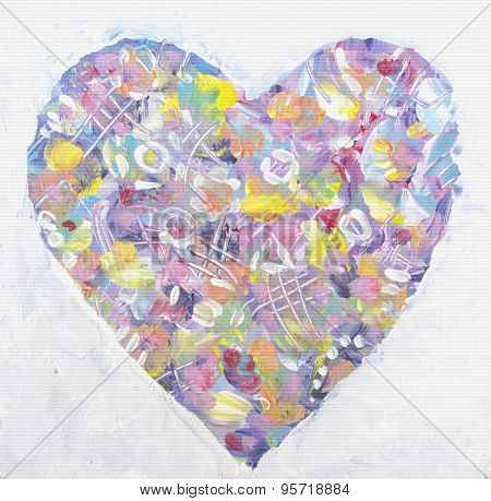 Grunge Colorful Heart In Abstract Style. Love Art