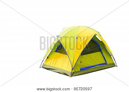 Isolated Yellow Dome Tent
