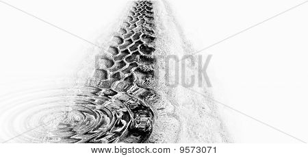 Tyre track and puddle ripples
