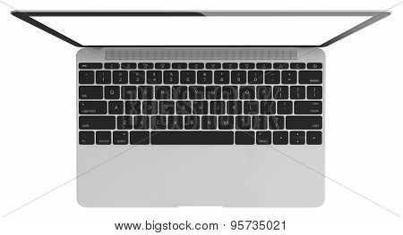 Silver Laptop With Blank White Screen