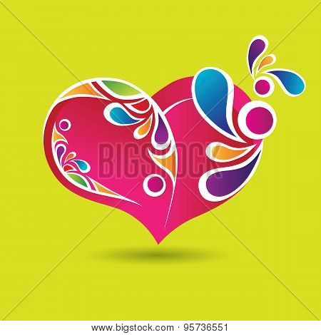 Pink heart with color elements