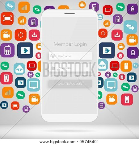 Abstract creative concept vector member login form interface. For web page, site, mobile application