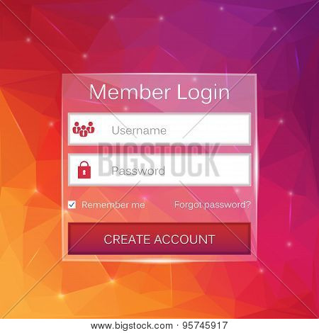 Abstract creative concept vector member login form interface. For web page, site, mobile application