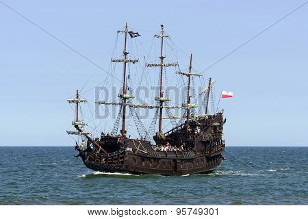USTKA - JULY 07: Pirate touristic ship 