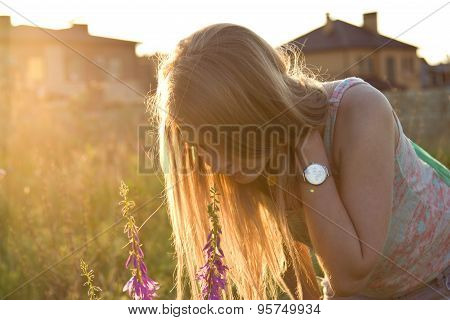 Long White Hair In Sunset Light