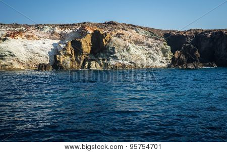 Picturesque Rocks Near Coast Of Island Milos, Greece