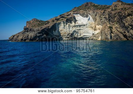 Picturesque Rocks Near Coast Of Island Milos, Greece