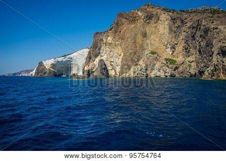 Picturesque Rocks Near Coast Of Island Milos, Greece