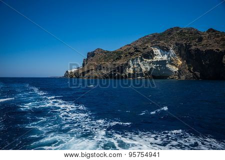 Picturesque Rocks Near Coast Of Island Milos, Greece