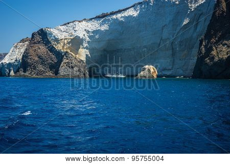 Picturesque Rocks Near Coast Of Island Milos, Greece