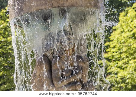 fountain Adam and eve in paradise in Bad Nauheim