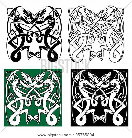 Tribal dragons with celtic knot pattern