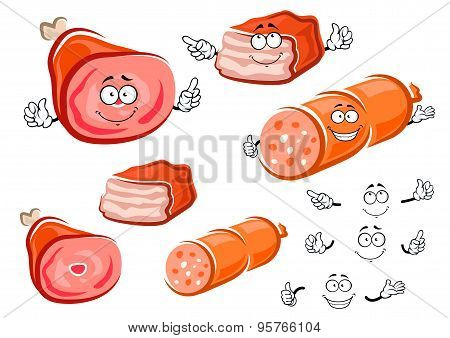 Sausage, pork leg and meatloaf characters