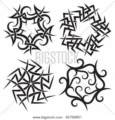 Tribal circular tattoo set
