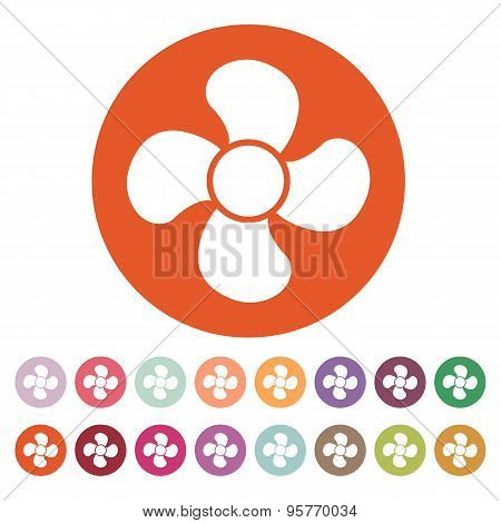 The Fan Icon. Fan, Ventilator, Blower, Propeller Symbol. Flat