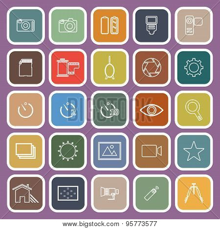 Camera Line Icons On Violet Background