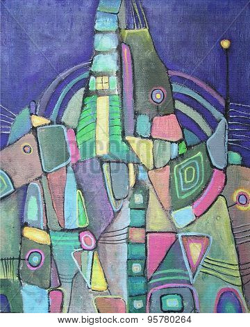 Abstract Painting With Different Geometric Shapes
