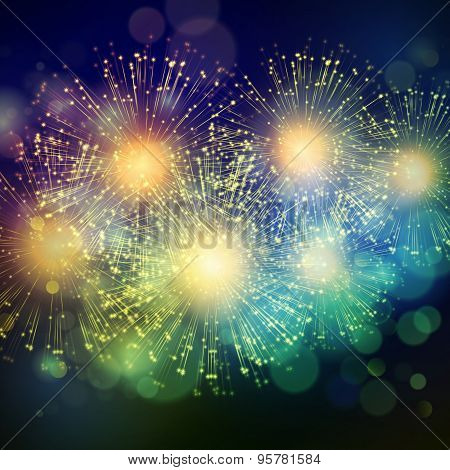 Vector Holiday Fireworks Background