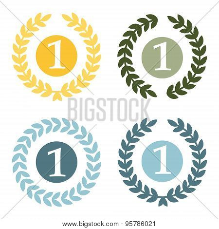 Wreath And Number One Icon Set
