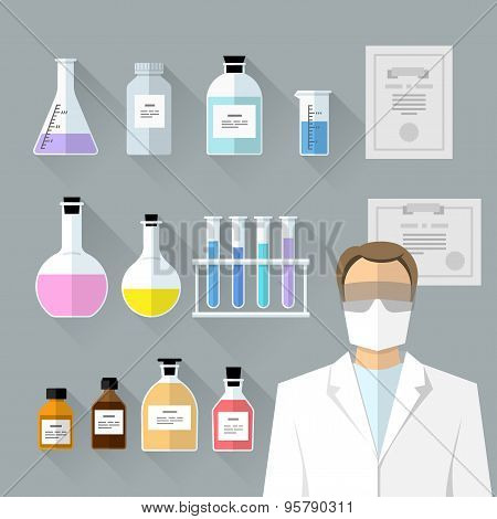Vector Set - Chemical Designer. Flat Design
