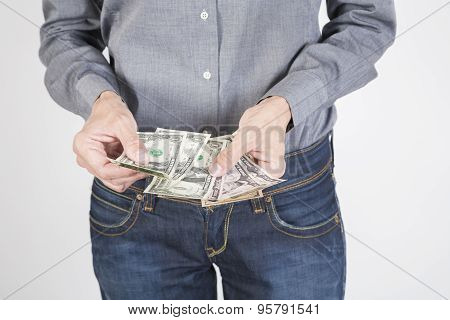 Woman Hands Counting Dollars