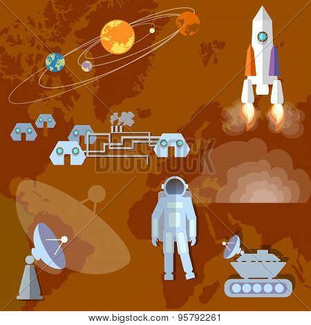 Astronaut In Space, Study Of Mars, Planet, Orbit, Spacecraft, Mars Rover,spaceship