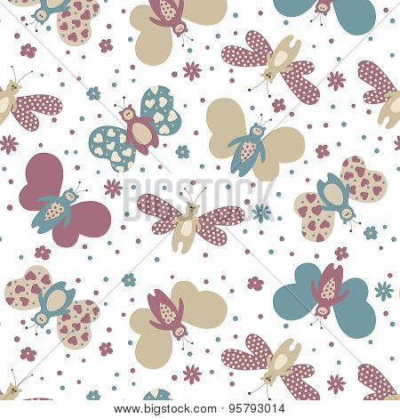 Seamless Color Pattern Butterflies