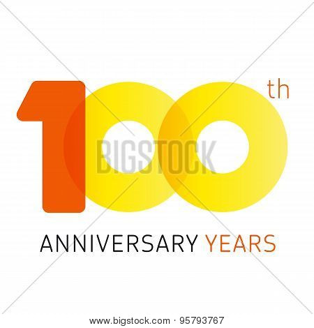 100 th anniversary numbers. 100 years old logotype. Creative bold congrats. Isolated abstract graphic web design template. Congratulation with rings digits. Up to 100% percent quality concept.