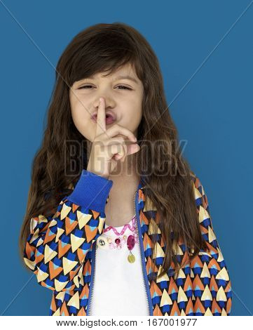 Little Girl Smiling Happiness Quiet Shut Up Secret Shh Portrait