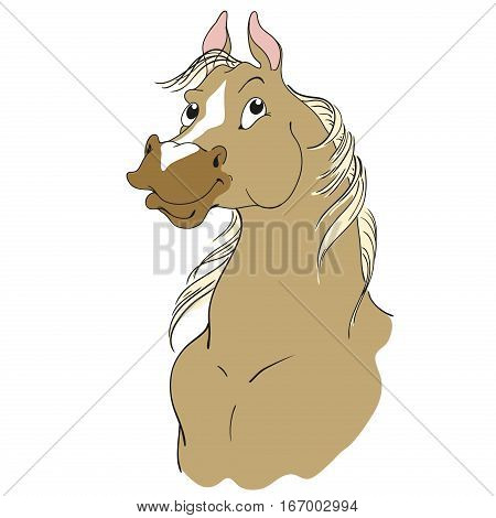 Horse cartoon character. Buckskin suit. Horse head isolated on a white background. Vector.