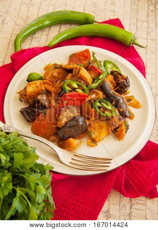 ajapsandali georgian dish of eggplant and meat