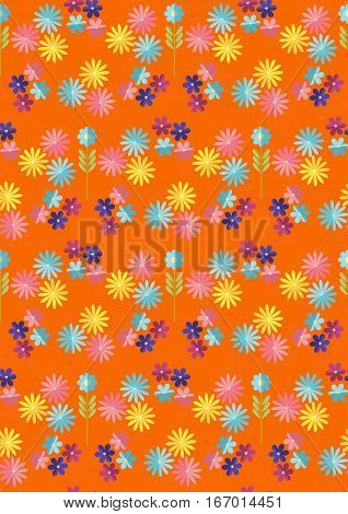 Cute flat background vector pattern with forget-me-not flowers. Seamless vector floral pattern for cushion pillow bandanna silk kerchief or shawl fabric print. Texture for clothes bedclothes