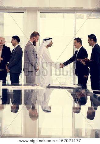 Business Partners Introductionary Handshake Bow