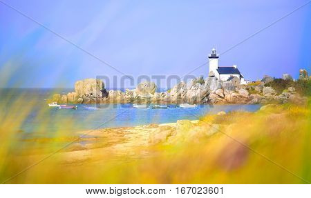 Pontusval Lighthouse, Brignogan, Finistere, France