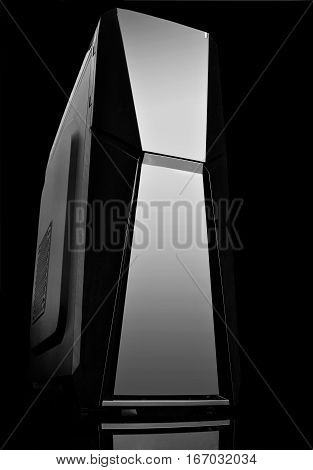 Case Computing System With Black On Black Background.concept Computer Hardware