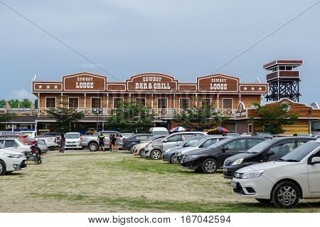 Tuaran,Sabah,Malaysia-Jan 22,2017:Sabandar Leisure Rides cowboy town in Tuaran,Sabah features are a 19th century American lodge,stables,restaurants,paddocks,riding trails & lots of horses