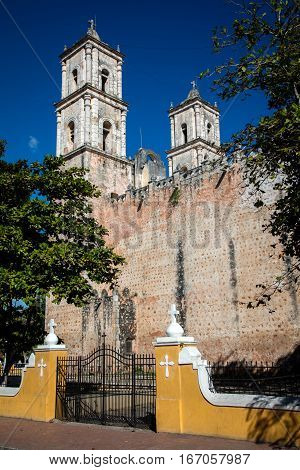 Cathedral of San Gervasio located in Valladolid Yucatan Mexico originally built in 1545 then rebuilt in the early 1700s.