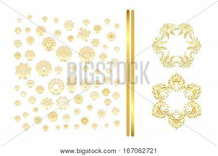 Golden Mandala Set. Gold  Pattern Isolated On Background.