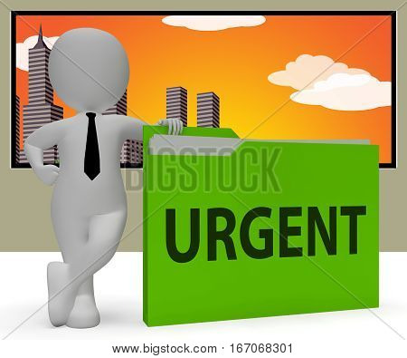 Urgent Folder Indicating Immediate Priority 3D Rendering
