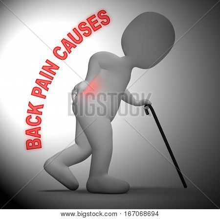 Back Pain Causes Representing Painful Spine 3D Rendering
