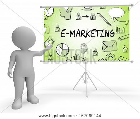 Emarketing Icons Represents Internet Promotions 3D Rendering