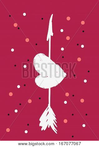 Happy Valentine's Day Card. Hand Drawn Elements By Brush. Vector Illustration