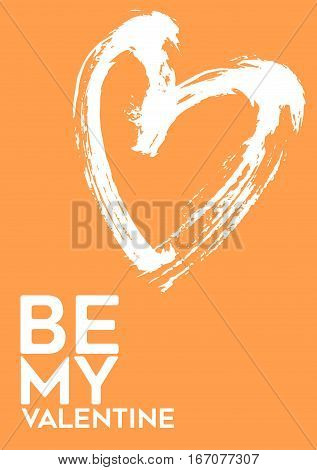 Happy Valentine's Day Card. Hand Drawn Elements By Brush. Vector Illustration