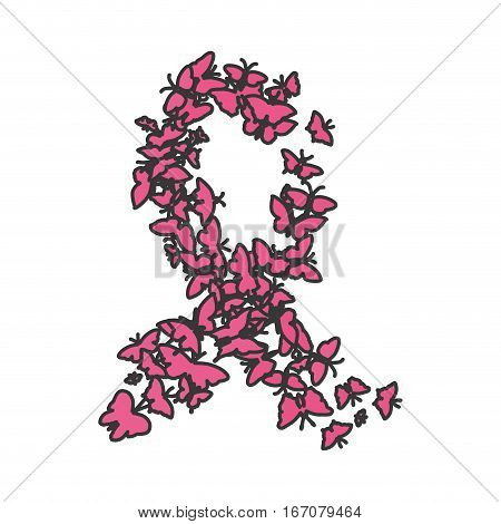 ribbon breast cancer awarenes related icons image vector illustration design