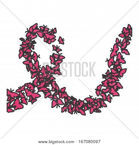 ribbon breast cancer awarenes related icons image vector illustration design
