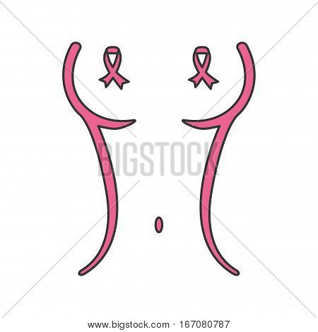 ribbon breast cancer awarenes related icons image vector illustration design