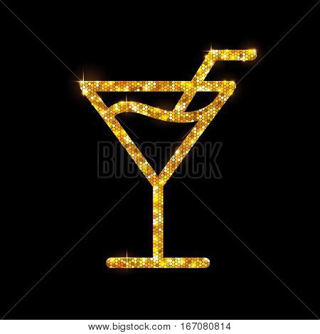 Vector illustration of golden cocktail flat icon design. Cosmopolitan